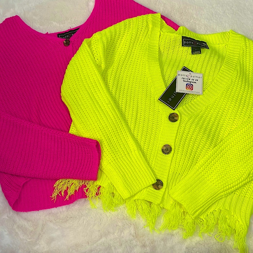NEW Neon pink and yellow Polly & Esther sweaters